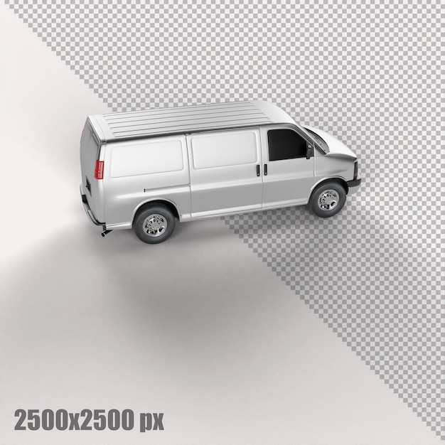 Realistic white cargo van in 3d render