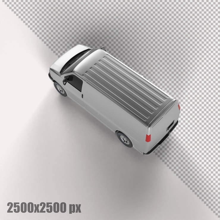 PSD реалистичный белый грузовой фургон в 3d-рендеринге