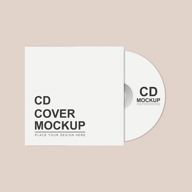 PSD cd bianco realistico e mockup di copertina flatlay semplice mock up di cd con vista dall'alto della copertina di carta