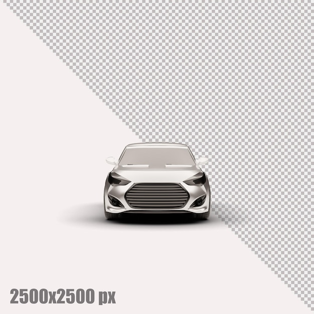 Realistic white city car in 3d render