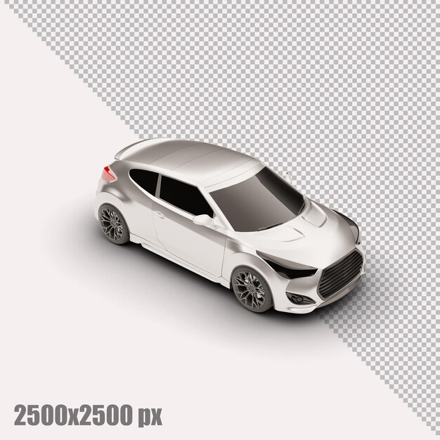 Realistic white city car in 3d render