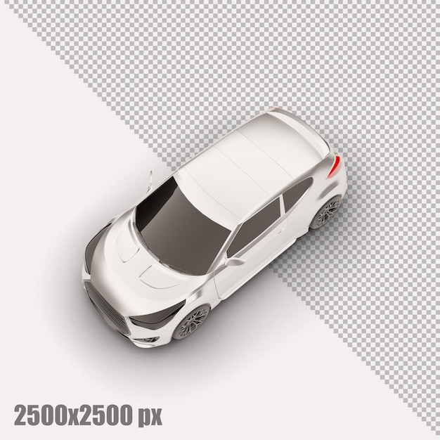 Realistic white city car in 3d render