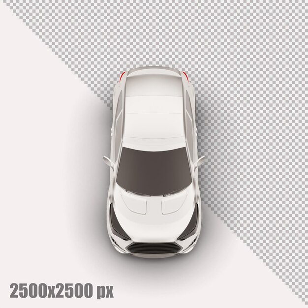 Realistic white city car in 3d render