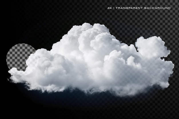 Realistic White Clean Cloud on Transparent Background