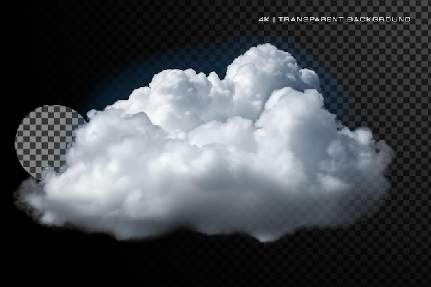 Realistic White Clean Cloud on Transparent Background