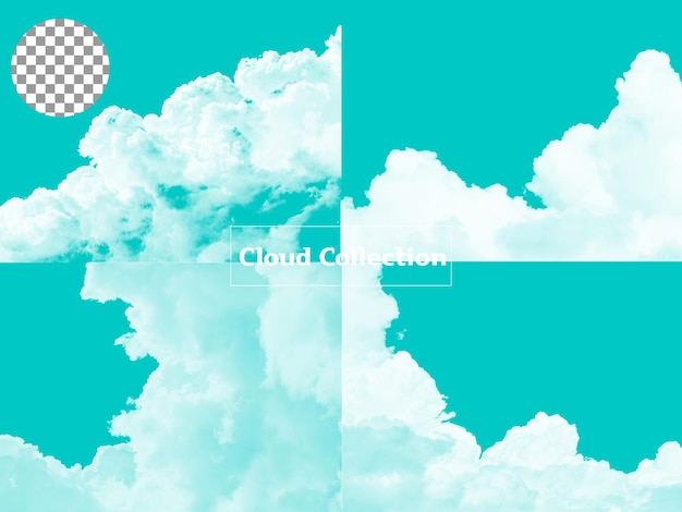 PSD realistic white cloud collection on the transparent background