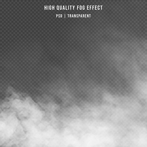 PSD realistic white foggy smoke effect isolated on transparent background overlay smoke effect