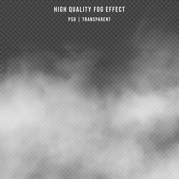 Realistic white foggy smoke effect isolated on transparent background Overlay smoke effect