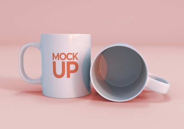 Realistic white mug design mockup design