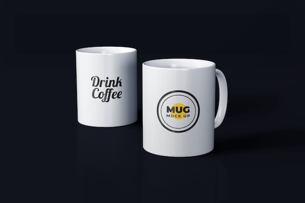 Realistic white mug mockup isolated