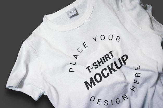 Realistic white t shirt mockup with tag