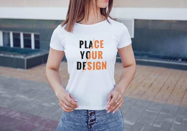 PSD realistic white tshirt mockup