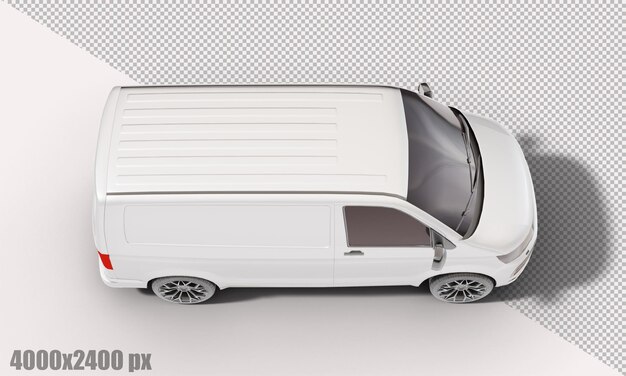 Realistic white van car in 3d render