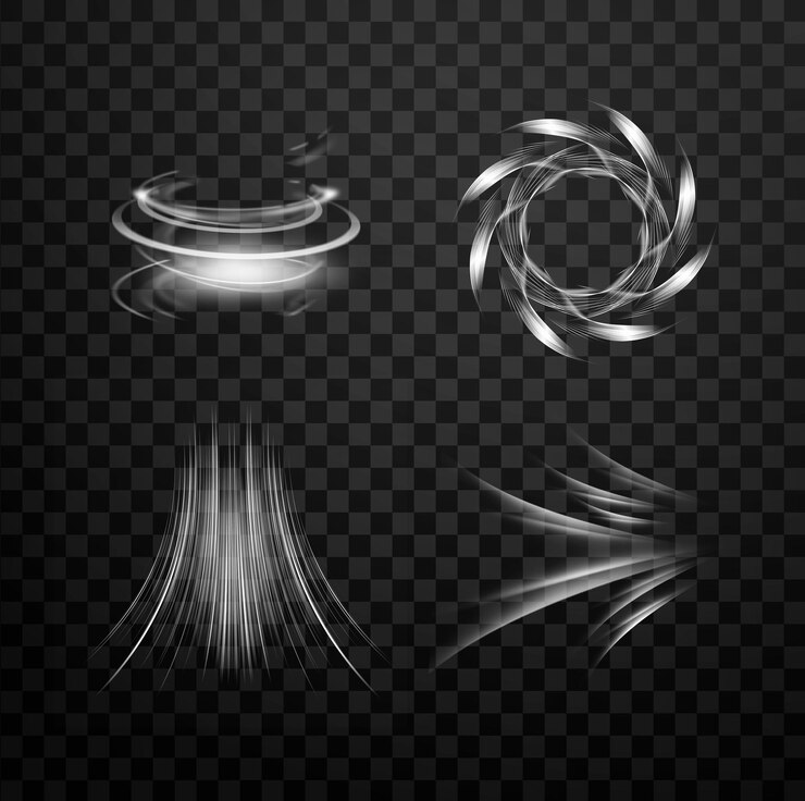 Realistic wind swirls vector with white color set