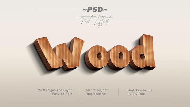 realistic wood style psd text effect