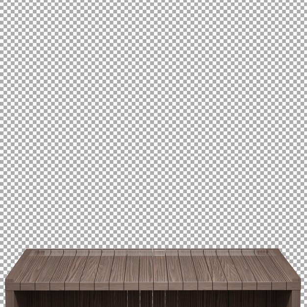 Realistic Wood table top front view 3d render isolated