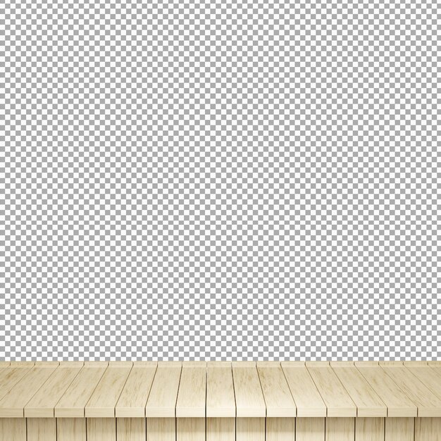 Realistic Wood table top front view 3d render isolated
