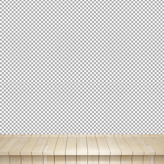 Realistic Wood table top front view 3d render isolated