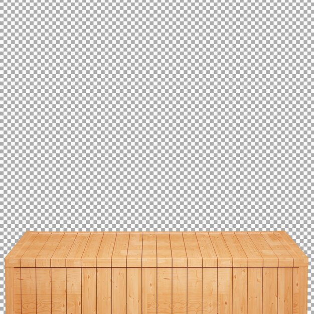 Realistic Wood table Wood Board top front view 3d render isolated