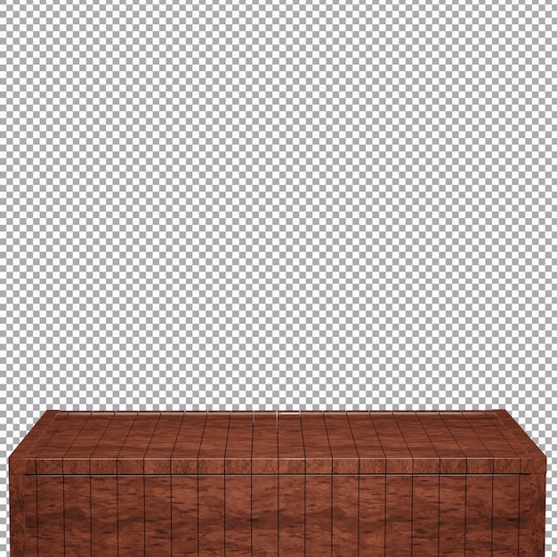 Realistic wood table wood board top front view 3d render isolated