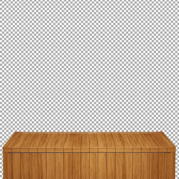 Realistic Wood Table Wood Board top front view 3d render isolated