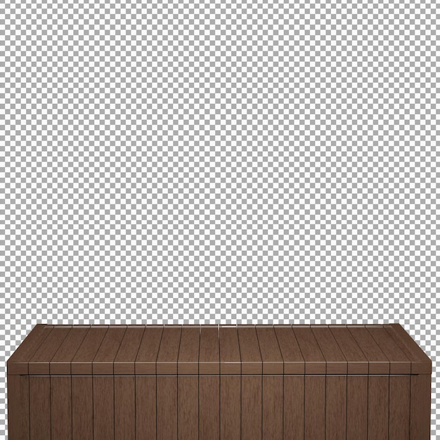 Tavolo in legno realistico scheda in legno vista frontale superiore 3d rendering isolato