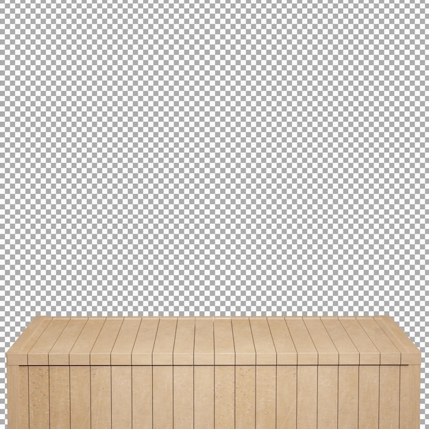 Realistic Wood table Wood Board top front view 3d render isolated