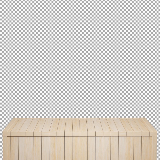 Realistic Wood table Wood Board top front view 3d render isolated