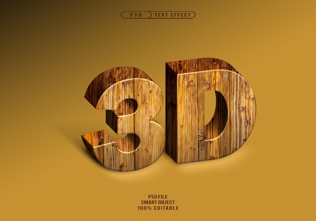 PSD realistic wooden 3d text affects psd