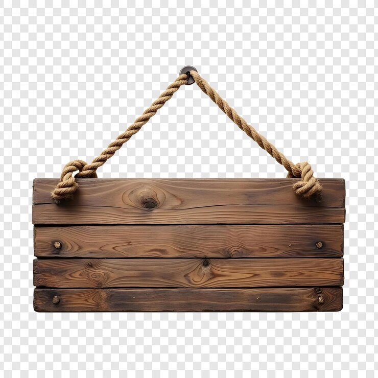 PSD realistic wooden board isolated on transparent background