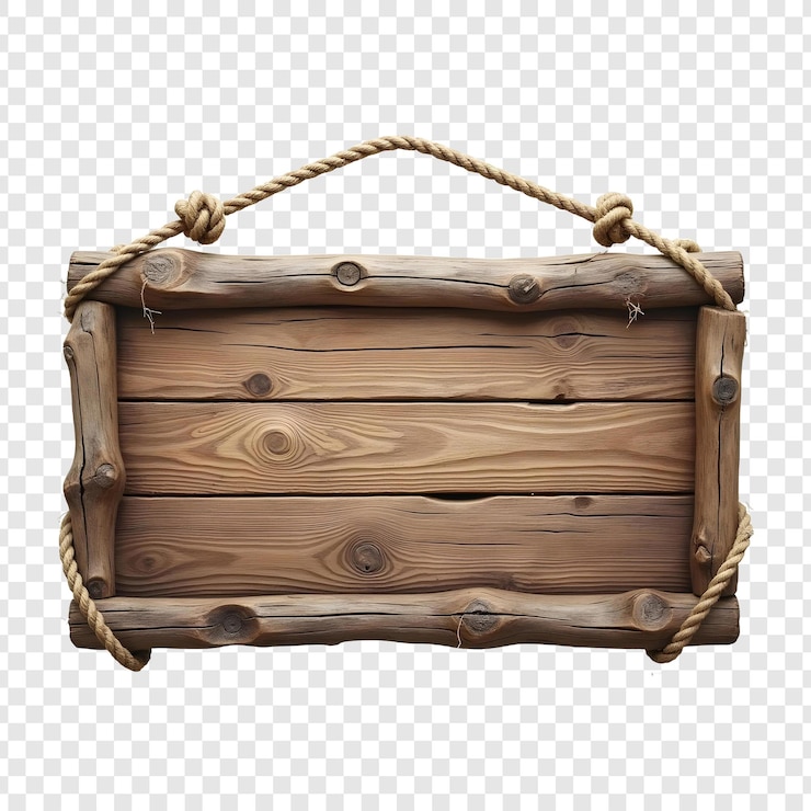 PSD realistic wooden board isolated on transparent background