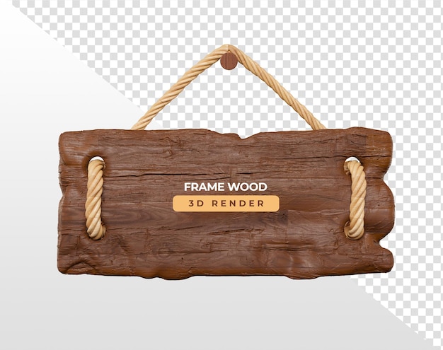 PSD realistic wooden frame with transparent background