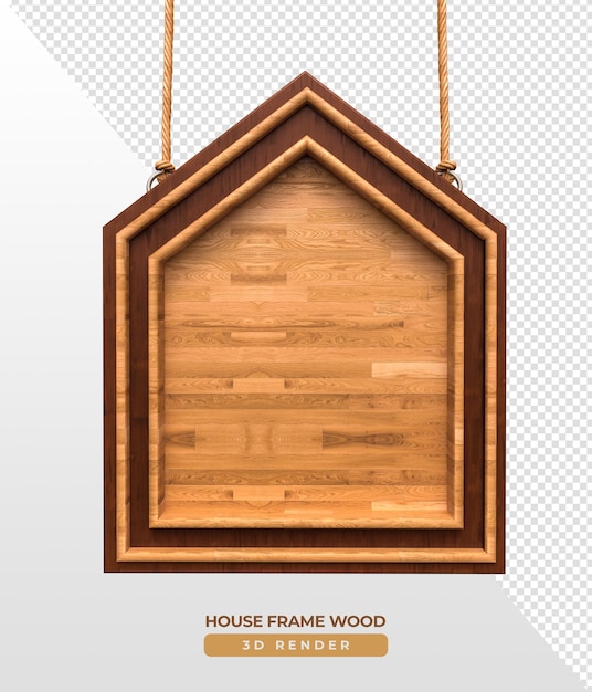 Realistic wooden house shaped frame 3d render