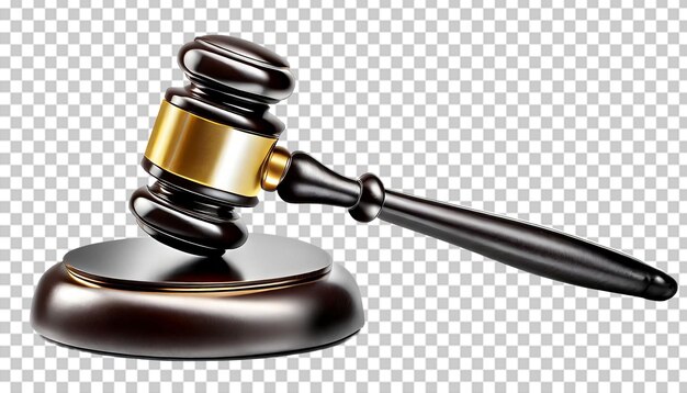 Realistic wooden judge gavel isolated on transparent background