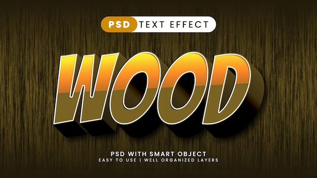 Effetto testo in legno realistico con stile texture legno