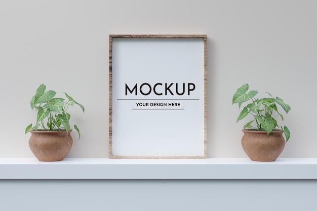 Realistic Wooden Vertical Blank Photo Frame Mockup Wooden 3D Blank Picture Frame Premium Psd