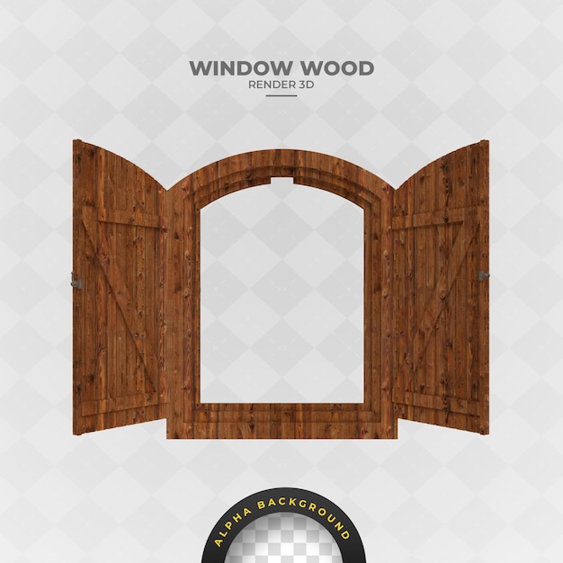 PSD realistic wooden window in 3d render