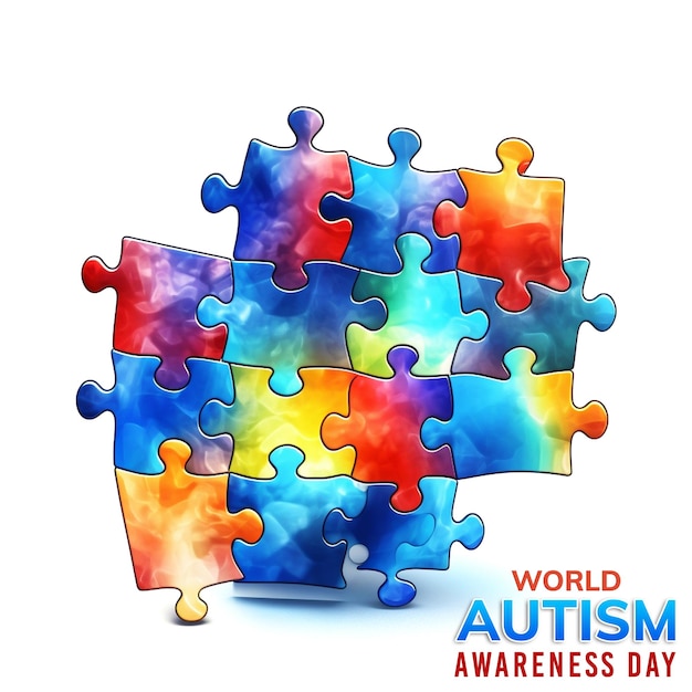 realistic world autism awareness day banner and background psd