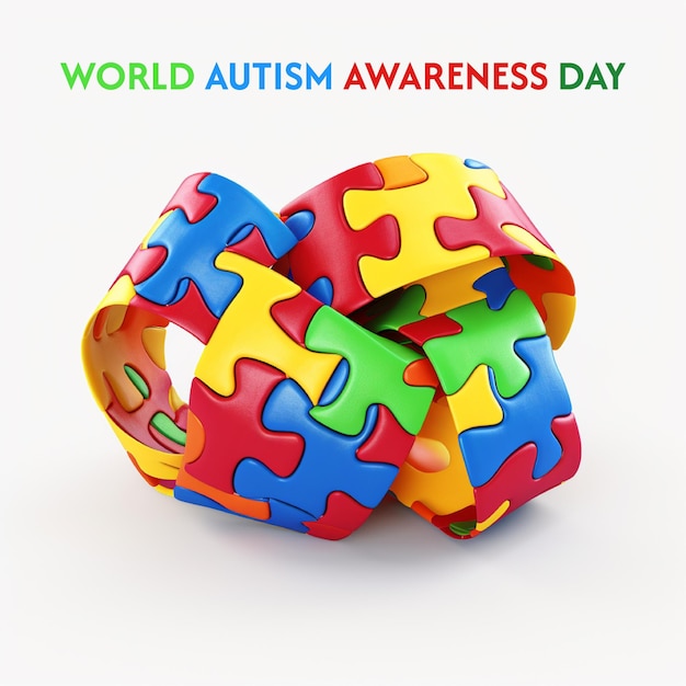 PSD realistic world autism awareness day with puzzle pieces