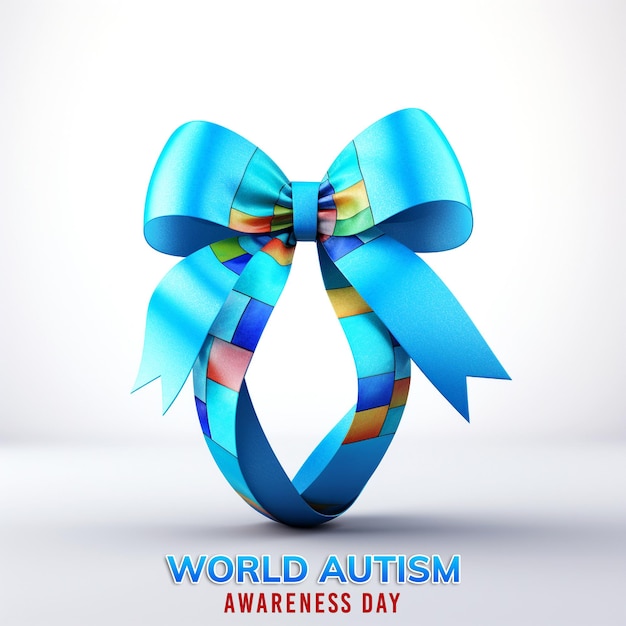 PSD 리본이 있는 현실적인 세계 자폐증 인식 상징