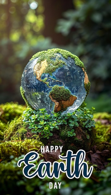 PSD realistic world environment and earth day concept banner and background