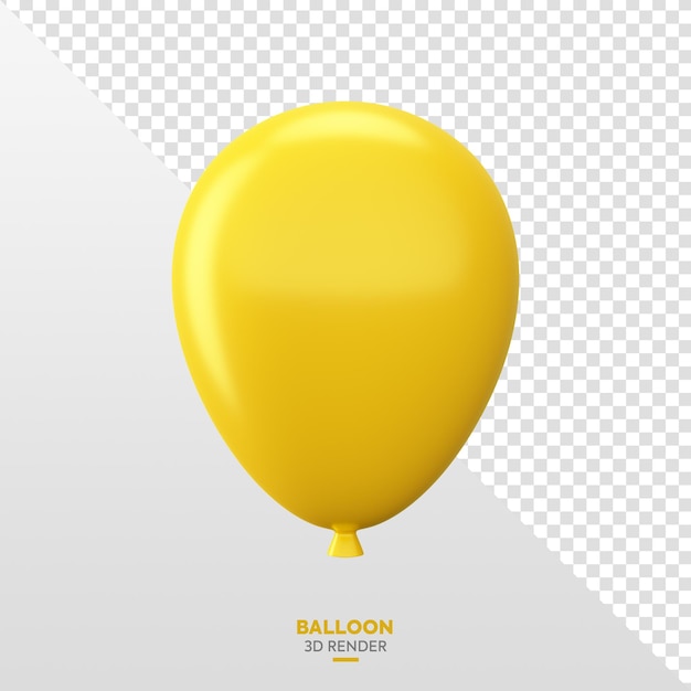 Elemento di palloncino giallo realistico 3d isolato