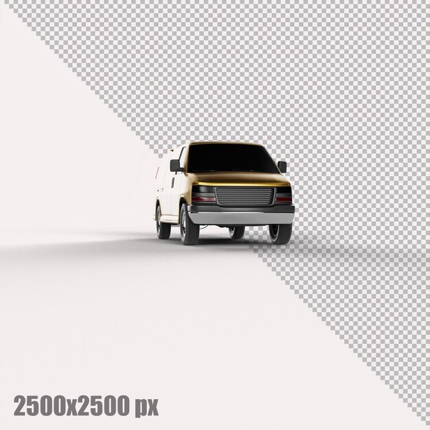 PSD realistic yellow cargo van in 3d render