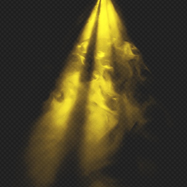 透明な背景に分離された現実的な黄色の光線効果日光の現実的な効果