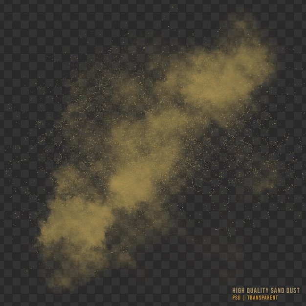 PSD realistic yellow sand dust isolated on transparent background