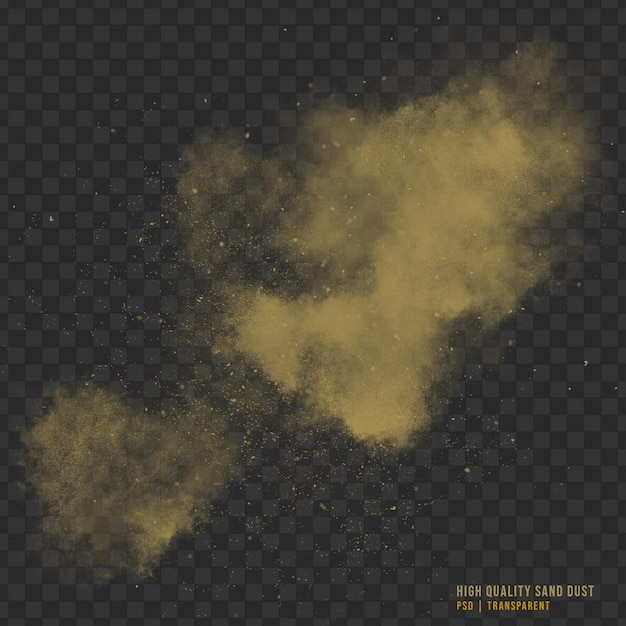 PSD realistic yellow sand dust isolated on transparent background