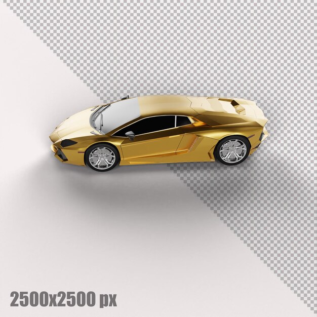 Realistic yellow sport car in 3d render