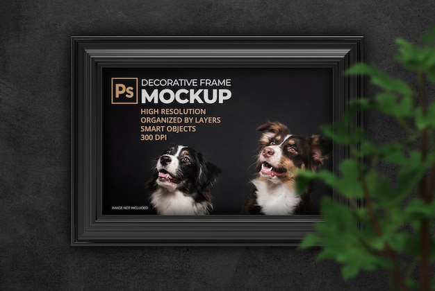 Realistisch 3D-decoratief frame Mockup aan de muur