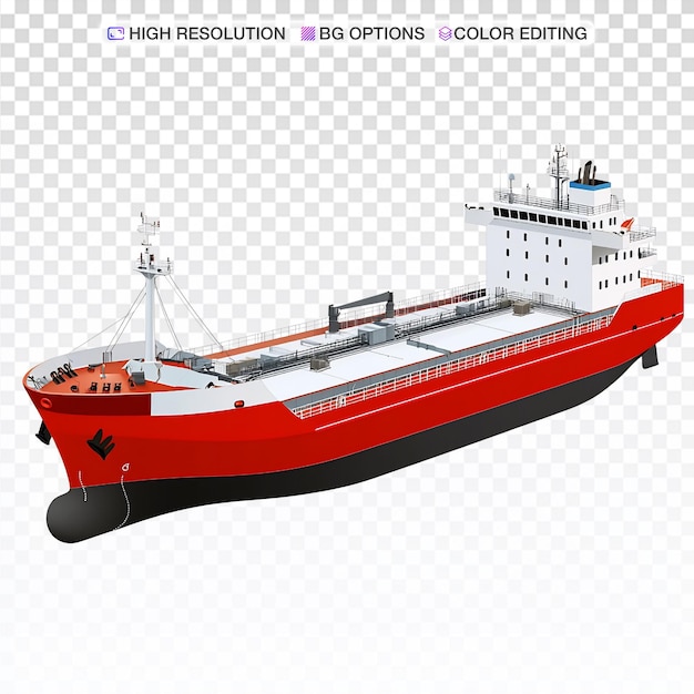Realistisch 3D vrachtschip op een eenvoudige witte achtergrond