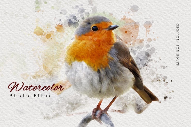 PSD realistisch aquarel splash foto-effect